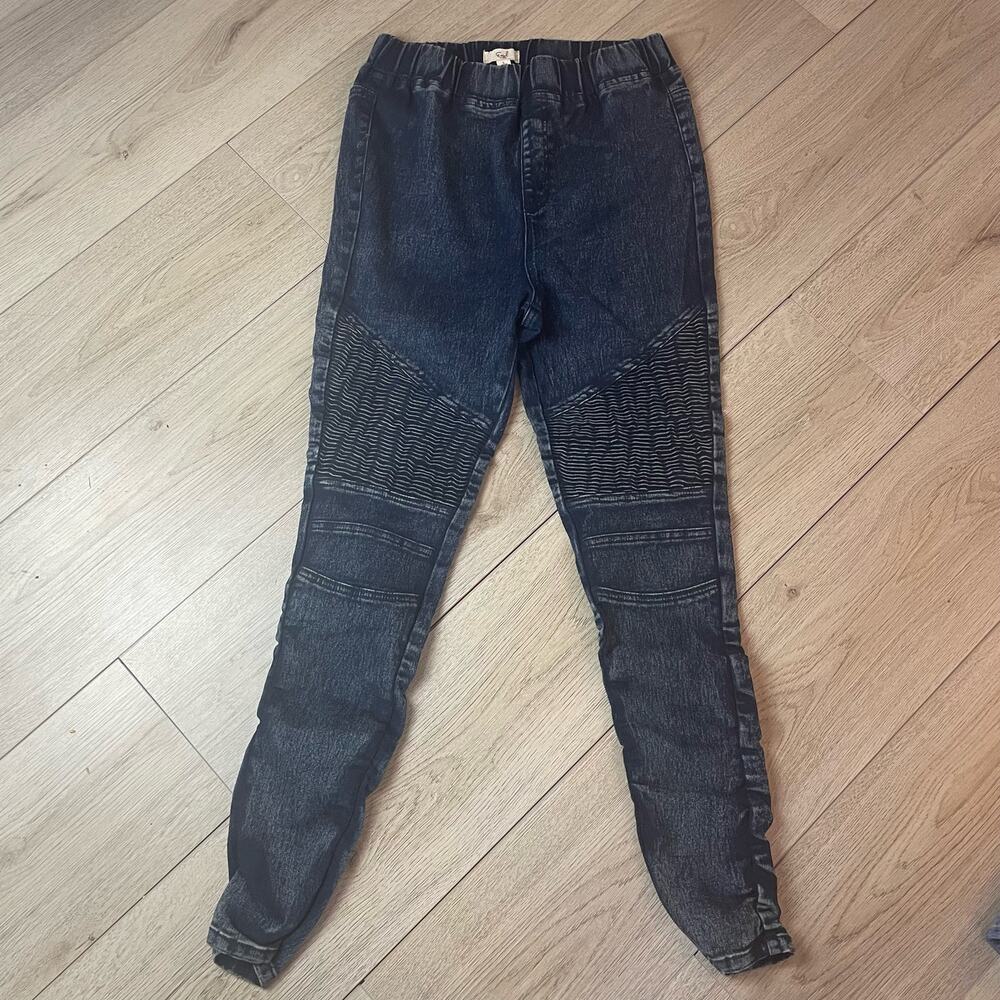 Easel Moto Jogger Dark Wash Pull on Denim Jean